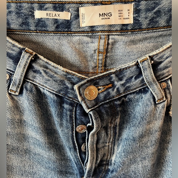 Mango MNG Denim Relax Distressed Jeans sz 6 - Picture 9 of 12